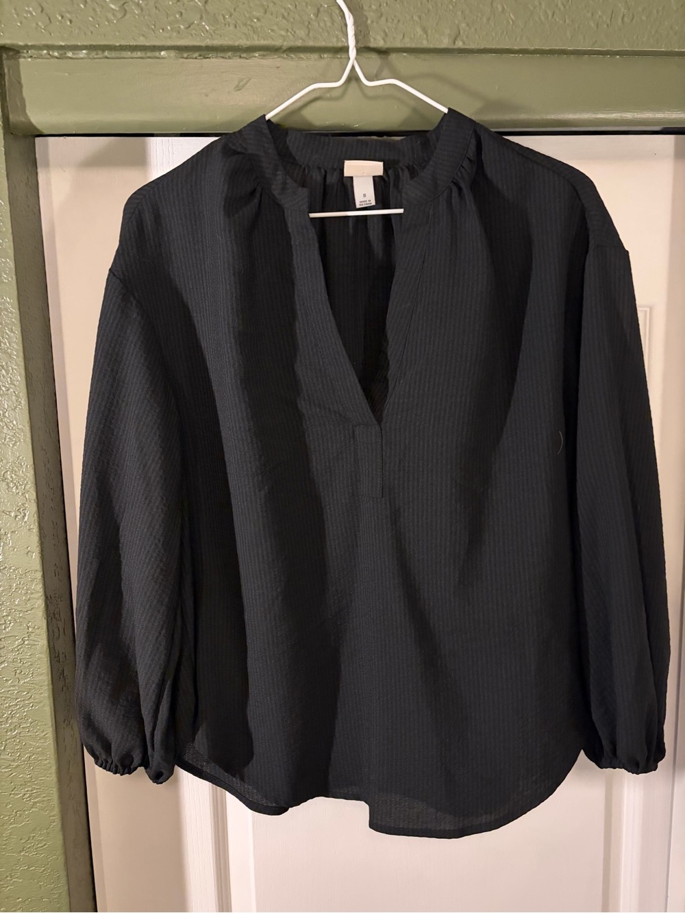 a new day Black Split V-Neck Long Sleeve Blouse